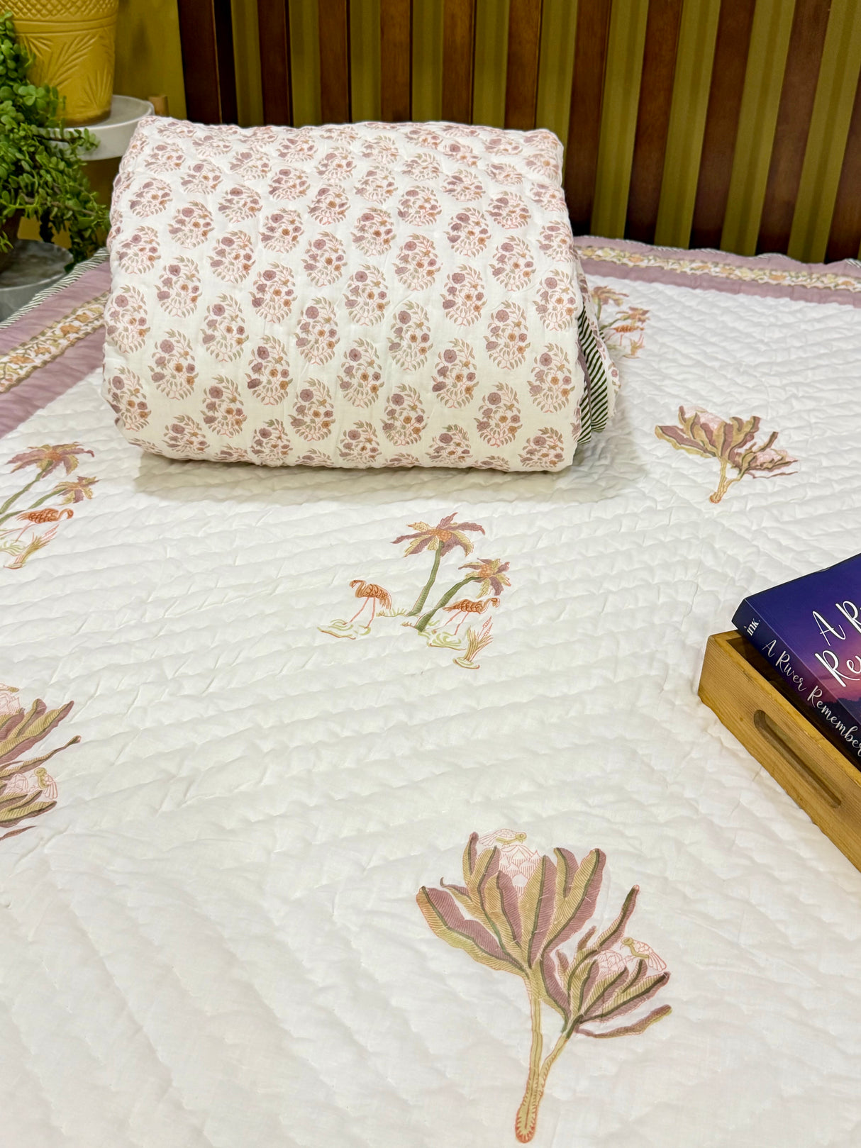 floral-mulmul-cotton-quilt-folded-bed-styling
