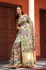 floral-pure-colourful-gajji-silk-kalamkari-saree-front-view
