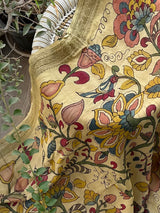 Floral Pure Banarsi Georgette Kalamkari Dupatta