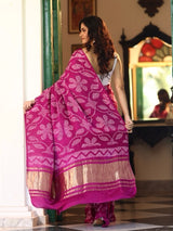 floral-theme-orchid-purple-pure-gajji-silk-bandhani-saree