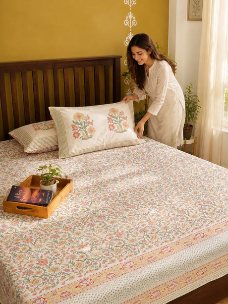 floral-vine-blockprint-king-bedsheet