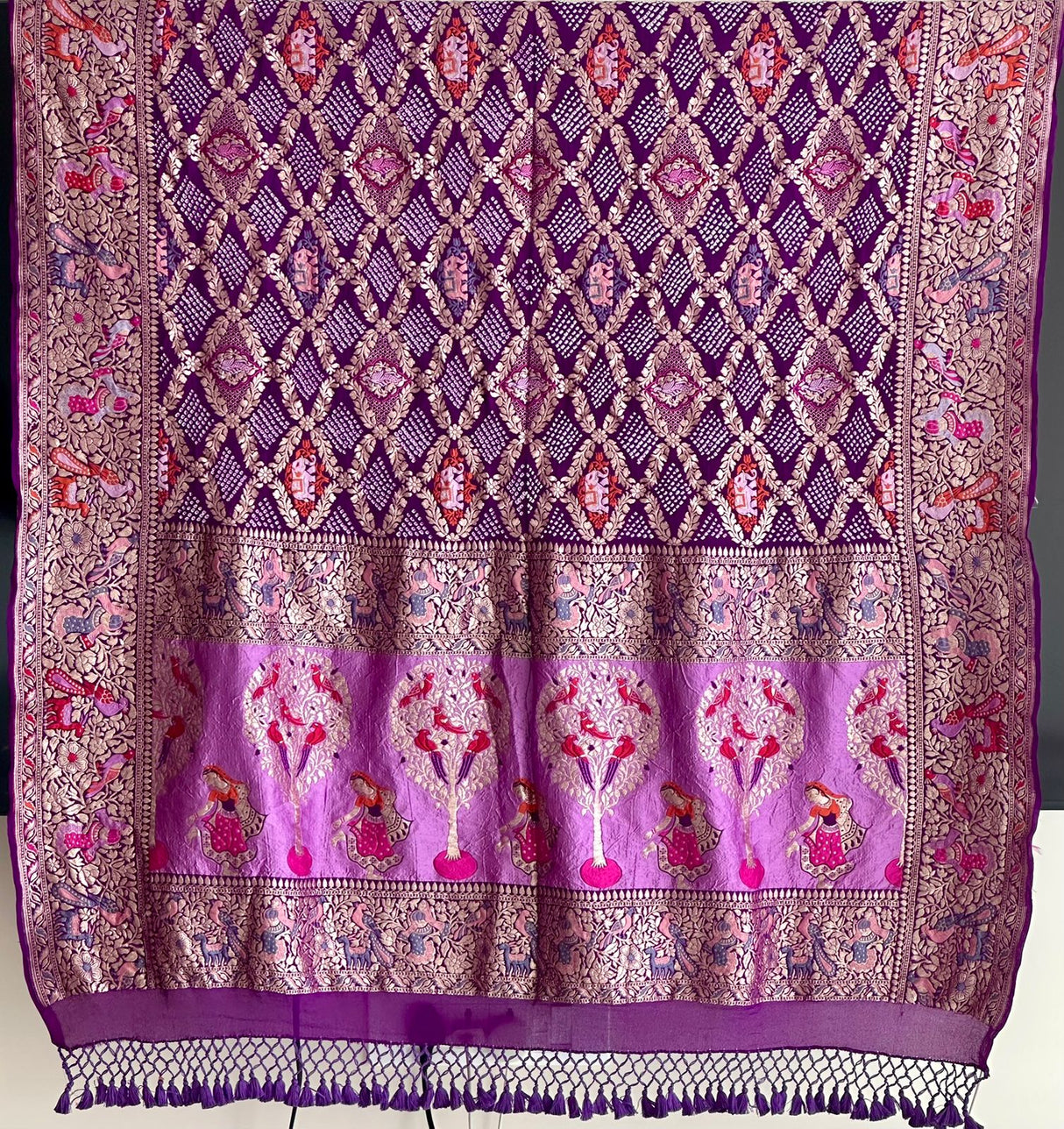 fuchsia-bloom-pure-banarsi-georgette-meenakari-bandhani-dupatta-violet