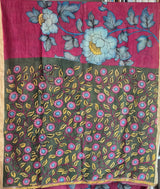 Gaj-Gulab Chitra Chanderi Kalamkari Saree