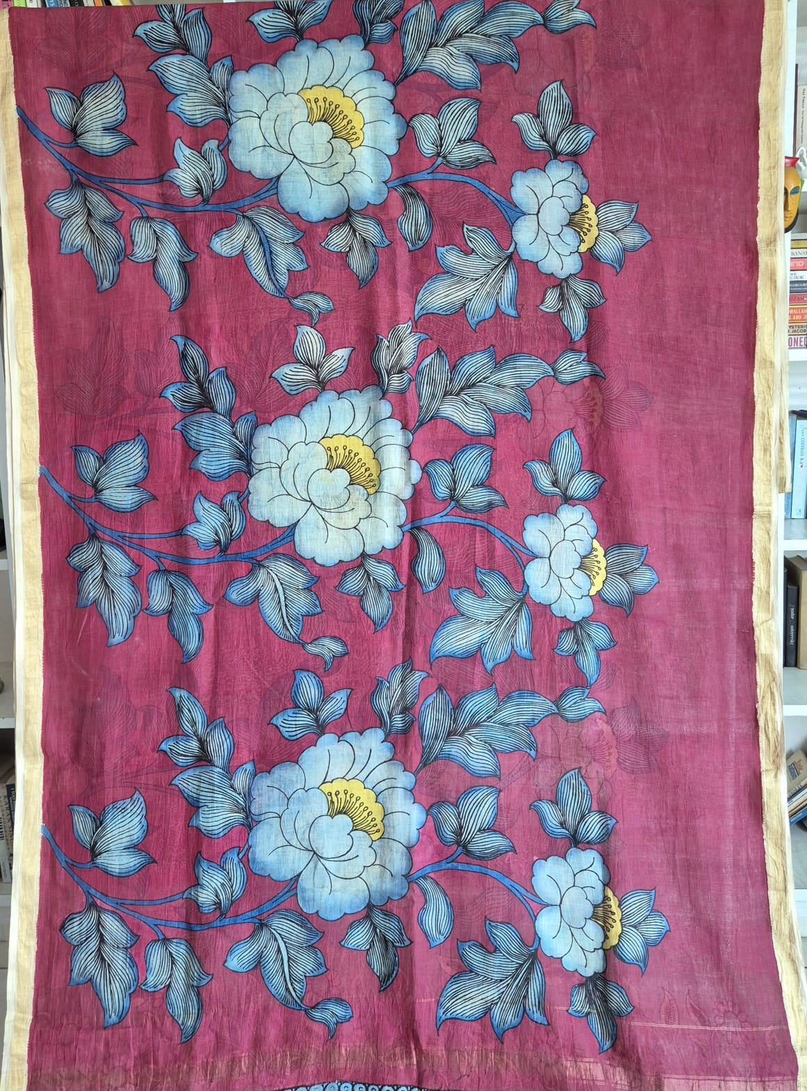 Gaj-Gulab Chitra Chanderi Kalamkari Saree
