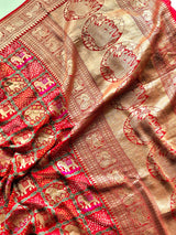 Gajraj Theme Red Banarasi Georgette Bandhani Saree