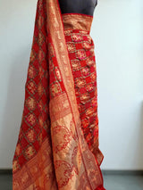 Gajraj Theme Red Banarasi Georgette Bandhani Saree