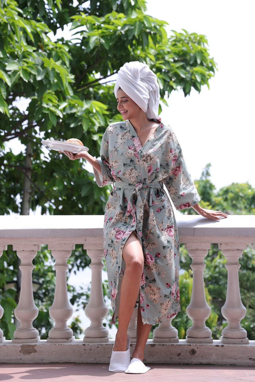 Garden Mornings Waffle Cotton Robe