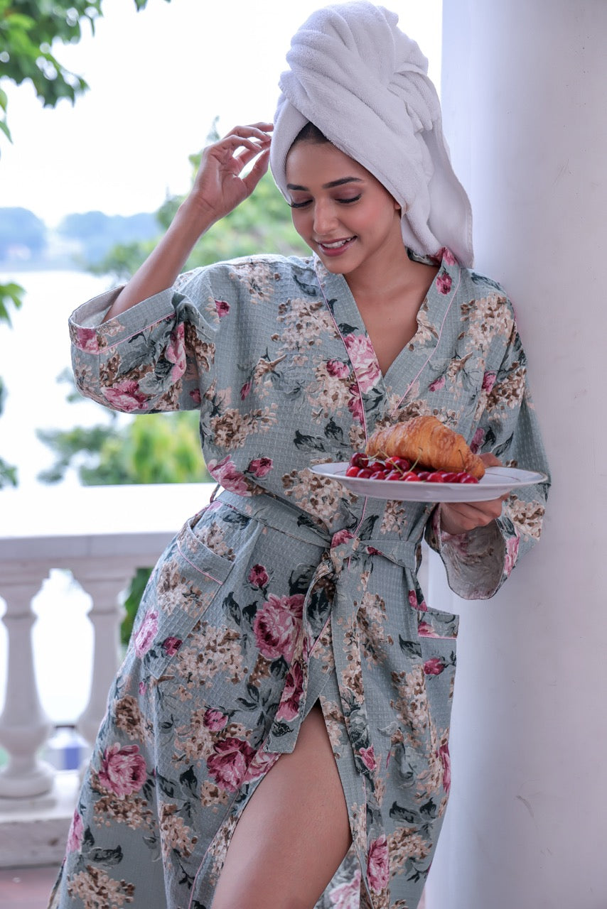 Garden Mornings Waffle Cotton Robe