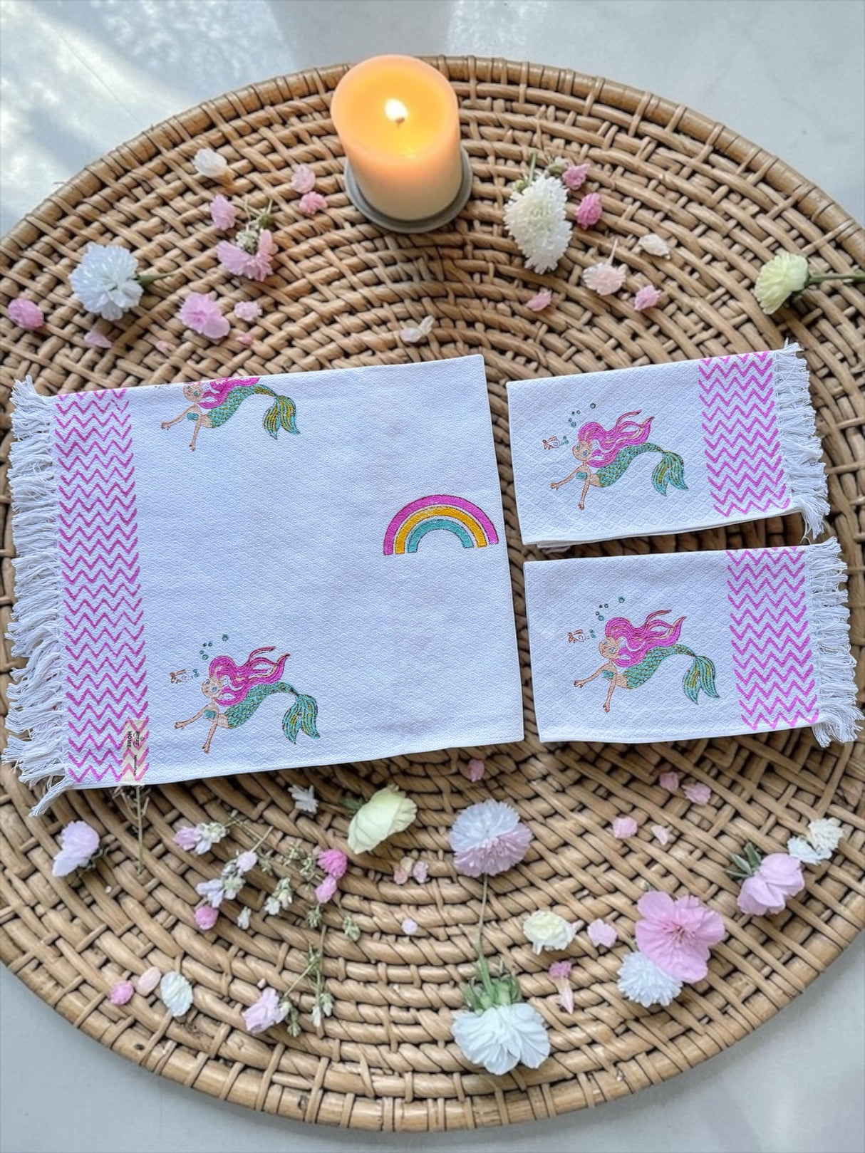 gifting-mermaid-dreams-blockprint-kids-cotton-jacquard-towel-set