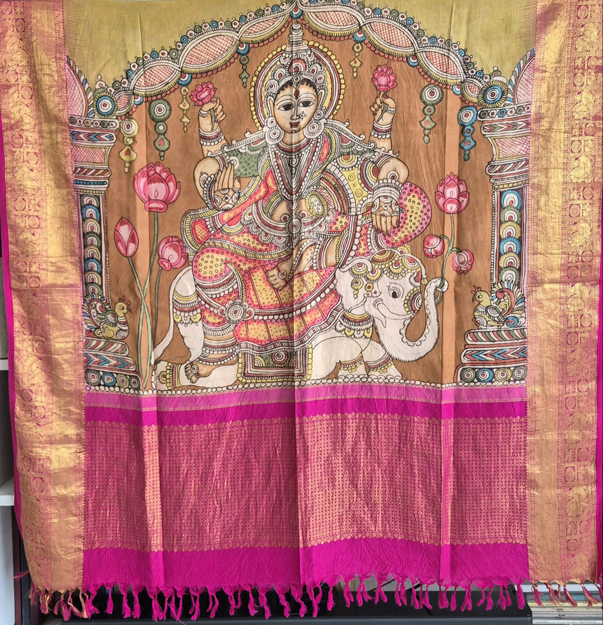 Maa Lakshmi Kanchi Pattu Kalamkari Dupatta