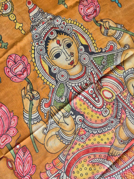 goddess-lakshmi-kanchipattu-kalamkari-dupatta