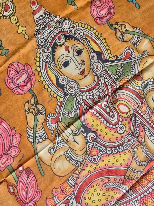 goddess-lakshmi-kanchipattu-kalamkari-dupatta
