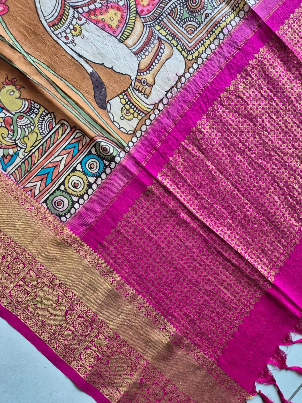 Maa Lakshmi Kanchi Pattu Kalamkari Dupatta