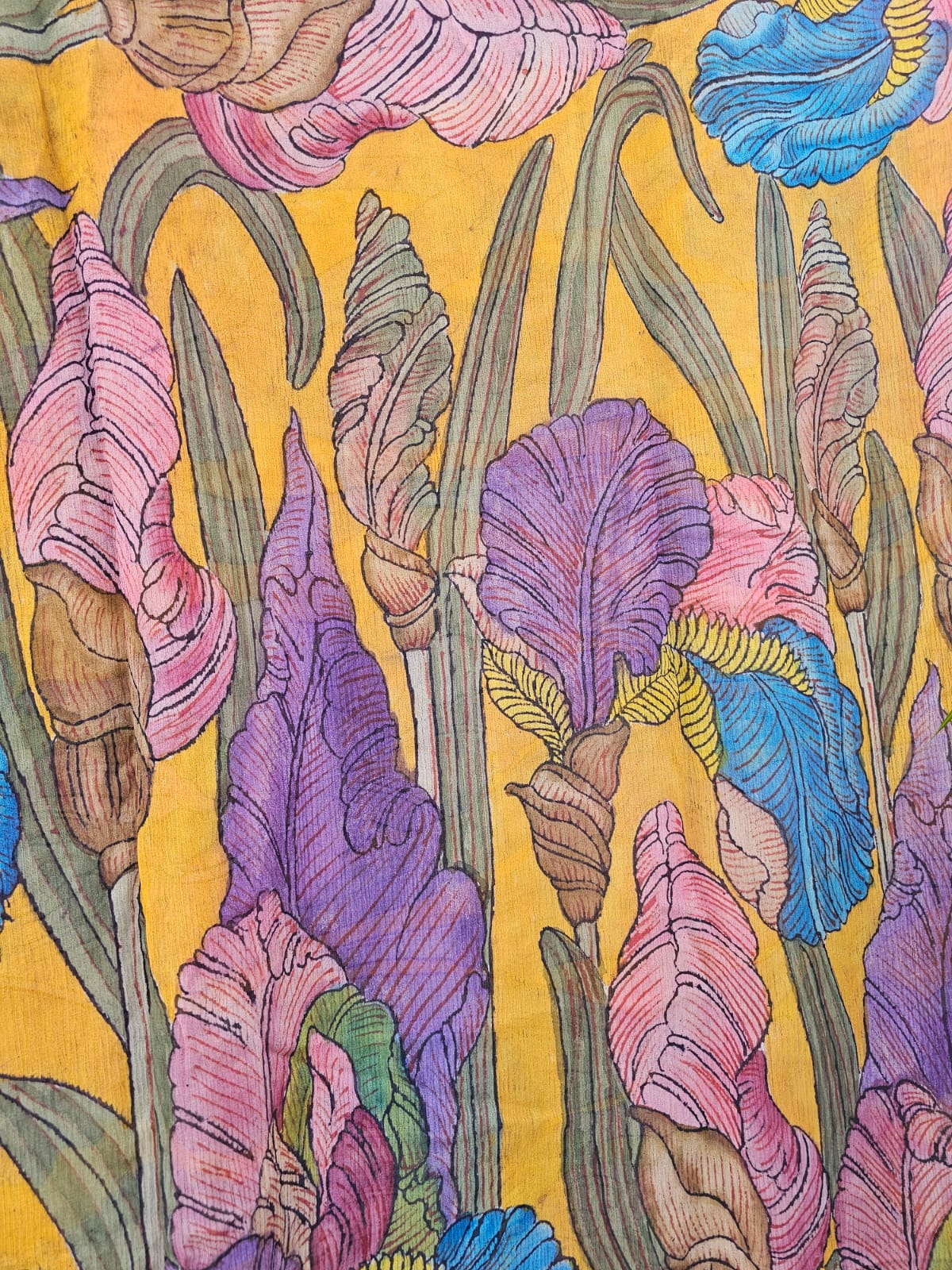 golden-iris-handcrafted-chiffon-kalamkari-saree