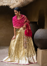 Limited Edition Pure Kanjivaram Silk Lehenga with Pure Banarsi Georgette Bandhani Dupatta