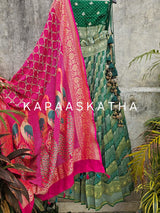 gorgeous-green-banarasi-georgette-bandhani-lehenga-with-dupatta-patola