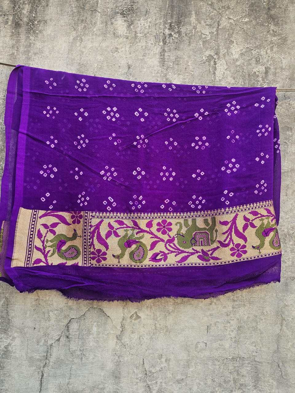 gorgeous-purple-banarasi-georgette-bandhani-lehenga-with-dupatta-voilet-patola