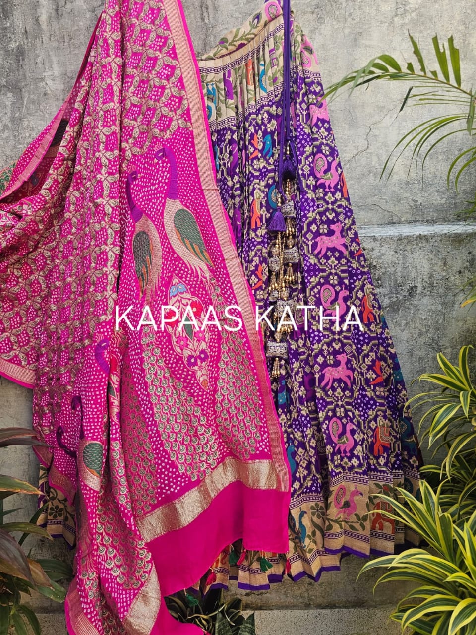 gorgeous-purple-banarasi-georgette-bandhani-lehenga-with-dupatta-voilet-patola