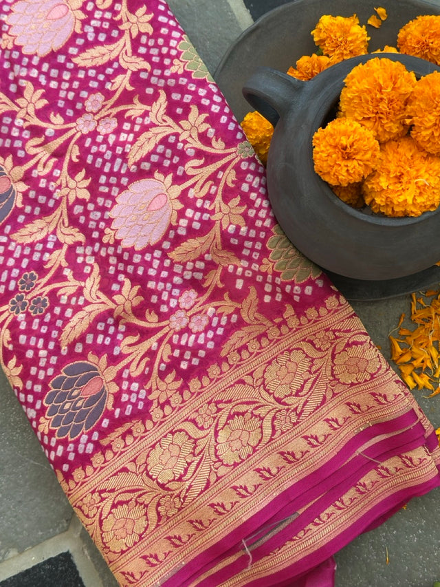 grand-heritage-pure-banarasi-georgette-meenakari-bandhani-saree
