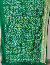 Green Pure Banarsi Georgette Bandhani Saree