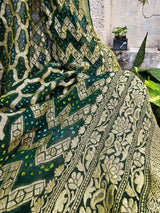 Green Pure Banarsi Georgette Neemzari Bandhani Dupatta