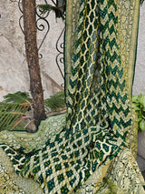 Green Pure Banarsi Georgette Neemzari Bandhani Dupatta