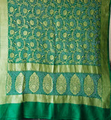 Green Exclusive Handloom Pure Banarsi Silk Bandhani Saree