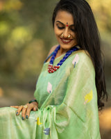 green-base-with-blue-leaves-handloom-tissue-silk-saree-with-jamdani-weaving