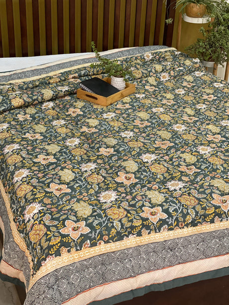 green-brown-flower-king-cotton-quilt-full-view