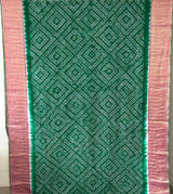 green-kanjivaram-silk-bandhani-saree