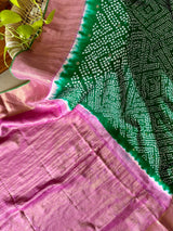 green-kanjivaram-silk-bandhani-saree