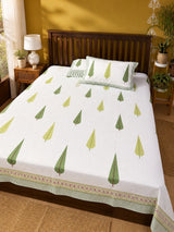 green-leaf-motif-cotton-bedsheet