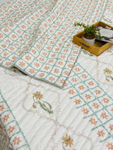 green-orange-flower-double-cotton-quilt-front-view