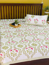 green-pink-king-cotton-bedsheet-color-view