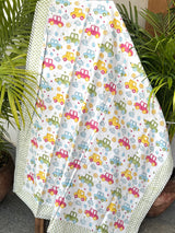 green-playful-car-print-layered-kids-dohar