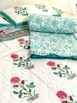 green-rose-double-cotton-quilt-side-view