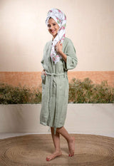 green-unisex-cotton-waffle-bathrobe-pattern-view