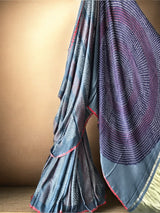 Very Stylish Grey Circular Them Pure Gajji Silk Bandhani Saree