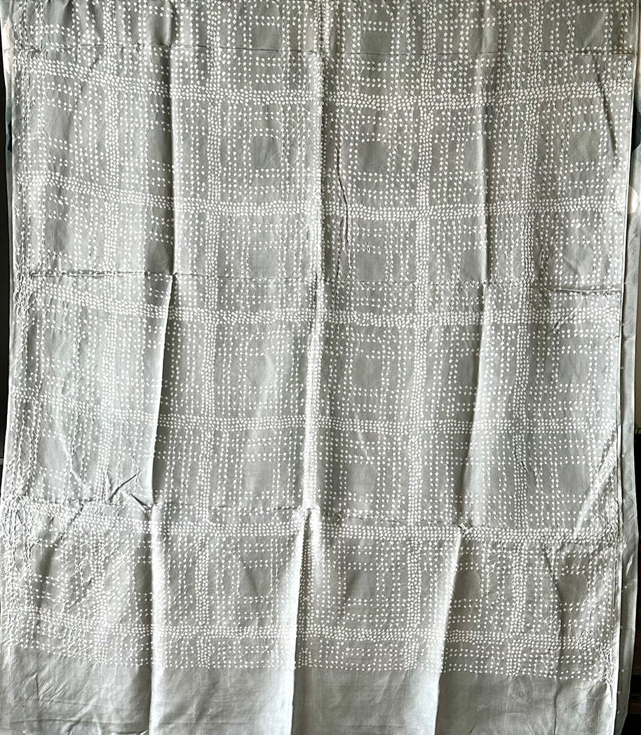 Habotai Silk Clamp Dye Bandhani Saree in Shades of Grey