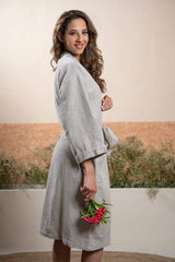 grey-unisex-cotton-waffle-bathrobe-sleeve-detail-view