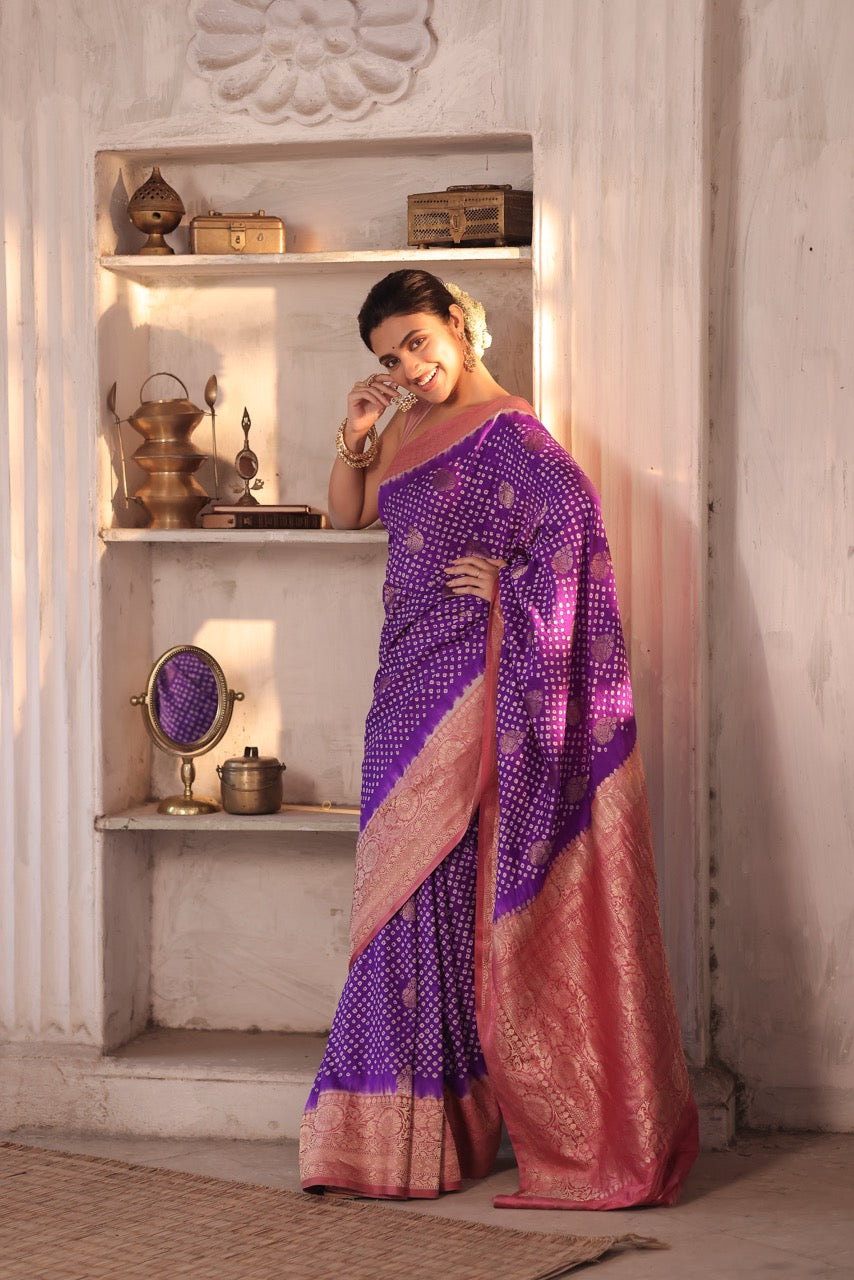 gulab-neelima-gorgeous-banarasi-silk-bandhani-saree
