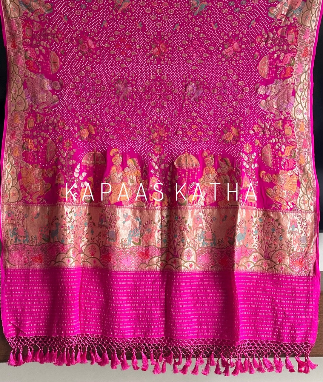 Pure Banarasi Georgette Bandhani Dupatta | Kapaas Katha