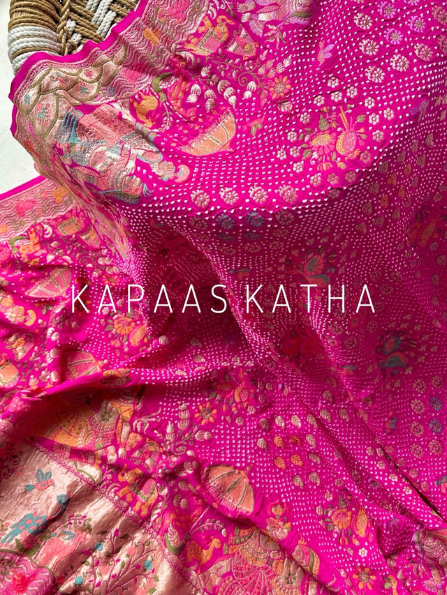 Pure Banarasi Georgette Bandhani Dupatta | Kapaas Katha