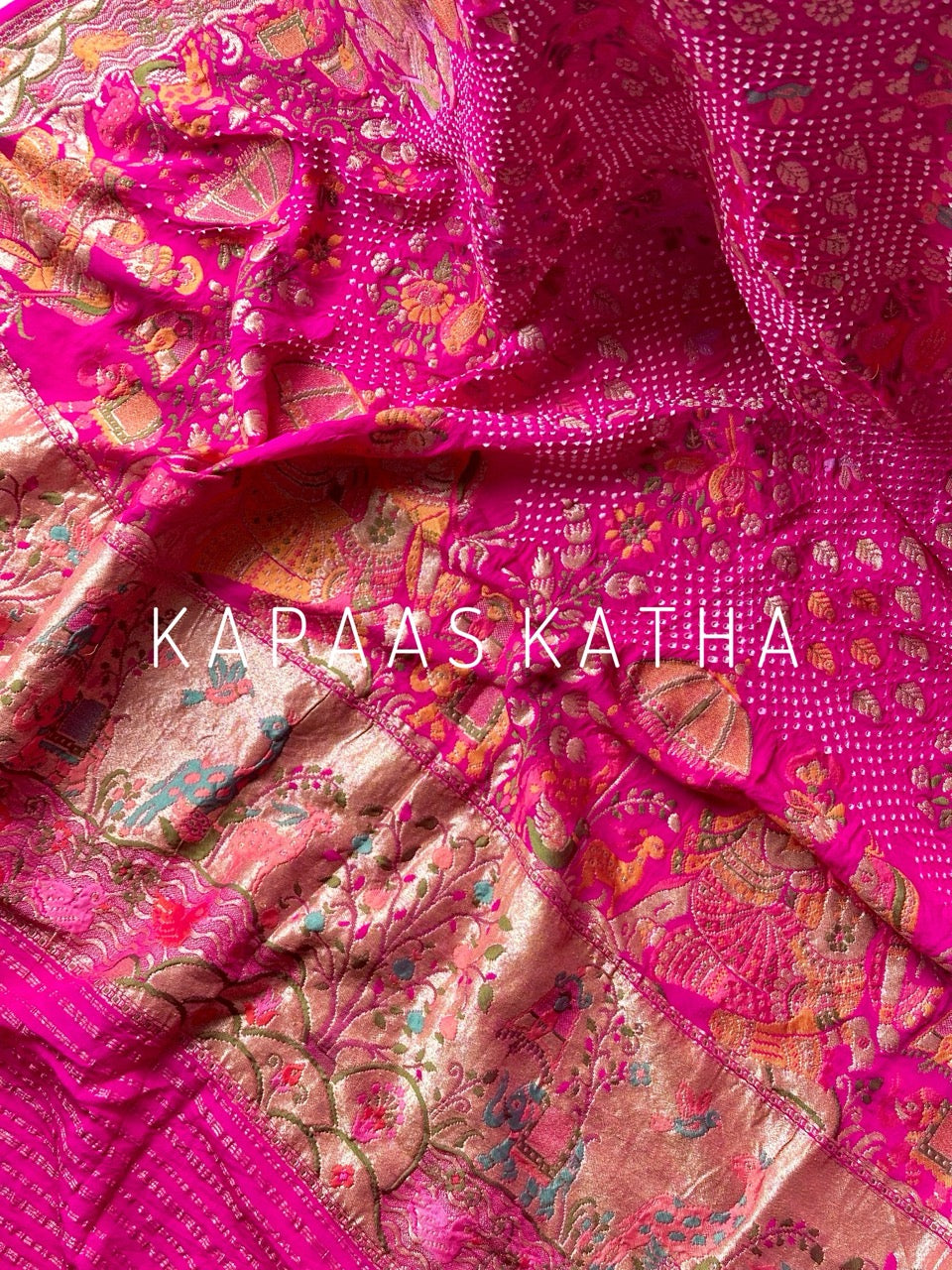 Pure Banarasi Georgette Bandhani Dupatta | Kapaas Katha
