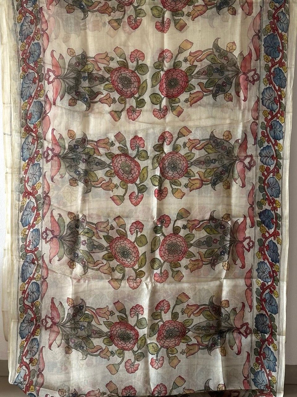 gulbadan-phoolwari-handcrafted-kota-silk-kalamkari-saree