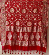 Gulzaar Phoolkari - Red Pure Georgette Meenakari Bandhani Dupatta
