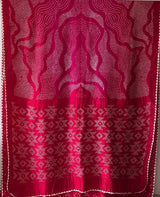 Gulzaar – Red and Pink Munga Silk Bandhani Saree