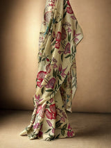 Gulzar Bagh Floral Satin Silk Kalamkari Saree