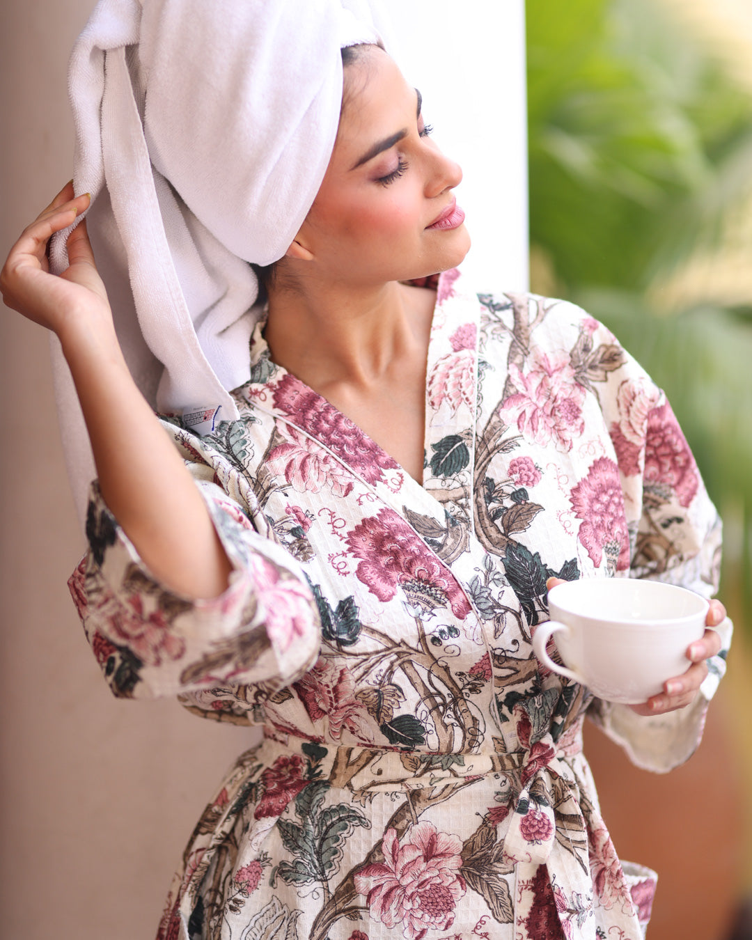 handblock-printed-waffle-robe-with-vintage-garden-motif