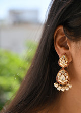 Handcrafted Red Meenakari Earrings with Moissanite Polki